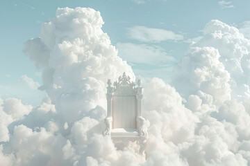 Fantastically beautiful throne of power of king or queen in throne room, abstract vivid composition consists of fictional unreal fantastic vision on background