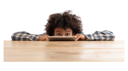 Student Engaged with Tablet at Desk