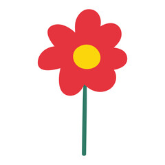 Daisy. Simple flower. Flat design. Hand drawn vector illustration.