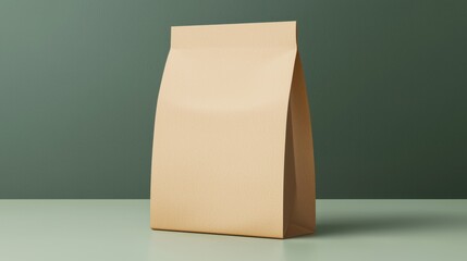 Pouch mock up for vintage style food packaging concept. Brown paper bag on a green background for packaging purposes