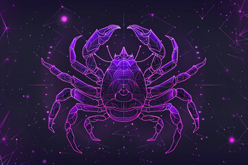 Fototapeta premium Astrological abstract composition with concept of Scorpio zodiac sign symbol, abstract vivid composition consists of fictional unreal fantastic vision on background