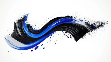 Abstract Blue Black Swirl Paint Stroke Dynamic Energy Splash Art