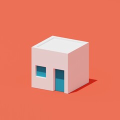 3d render of a minimal house isolated on solid color background, Real estate concept