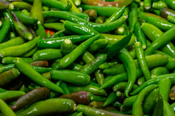 Vibrant Green and Red Chilies - High-Resolution Top Shot