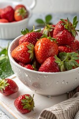 A bowl full of freshly washed strawberry