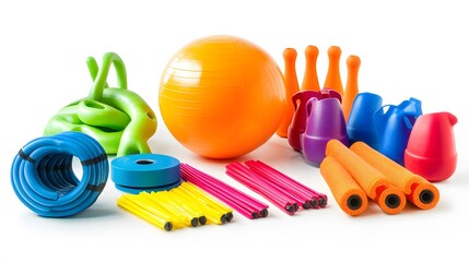 Colorful Fitness Equipment Collection For Exercise And Fun