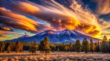 Surreal Sunset over San Francisco Peaks, Flagstaff Arizona - Dreamlike Landscape Photography