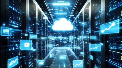 Obraz premium Cloud Data Center: Network, Servers, & Storage