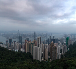 Victoria Peak's view during a rainy afternoon in Hong Kong