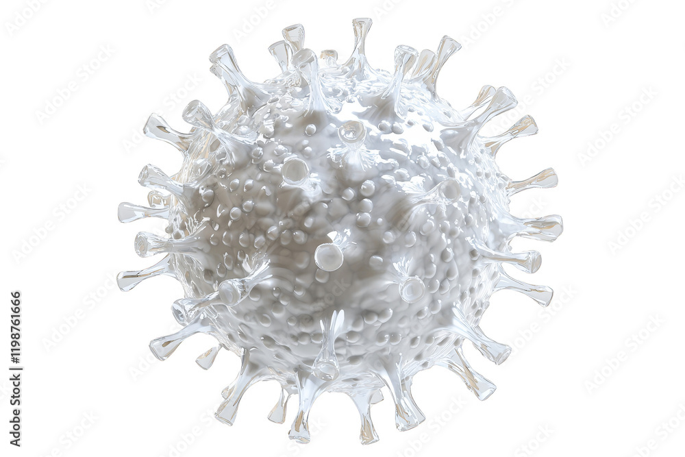 Poster detailed 3d render of a virus structure with textured surface elements