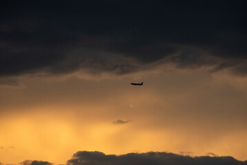 Silhouetted Flight against the Clouds