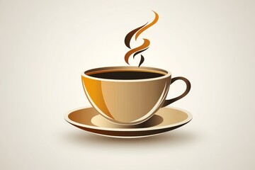 Obraz premium Steaming coffee cup on saucer.