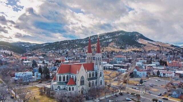 Aerial view of Helena, Montana in December