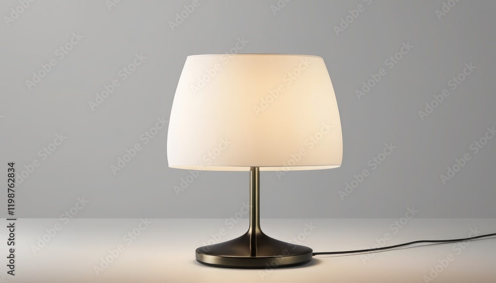 Poster simple white table lamp with a sleek base on a neutral gray background
