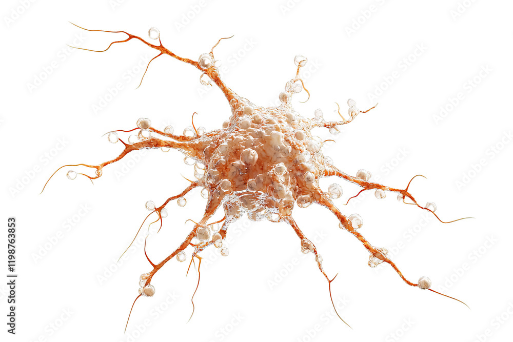 Poster microscopic visualization of a unique cellular structure with protrusions