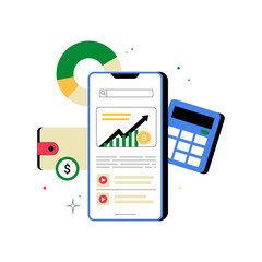 Crypto Wallet App On Smartphone In Flat Vector Illustration Symbolizing Digital Finance, Secure Payments, And Cryptocurrency Management, Isolated On White Background