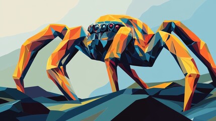 Fototapeta premium Abstract Polygonal Spider Artwork Depicting a Creature