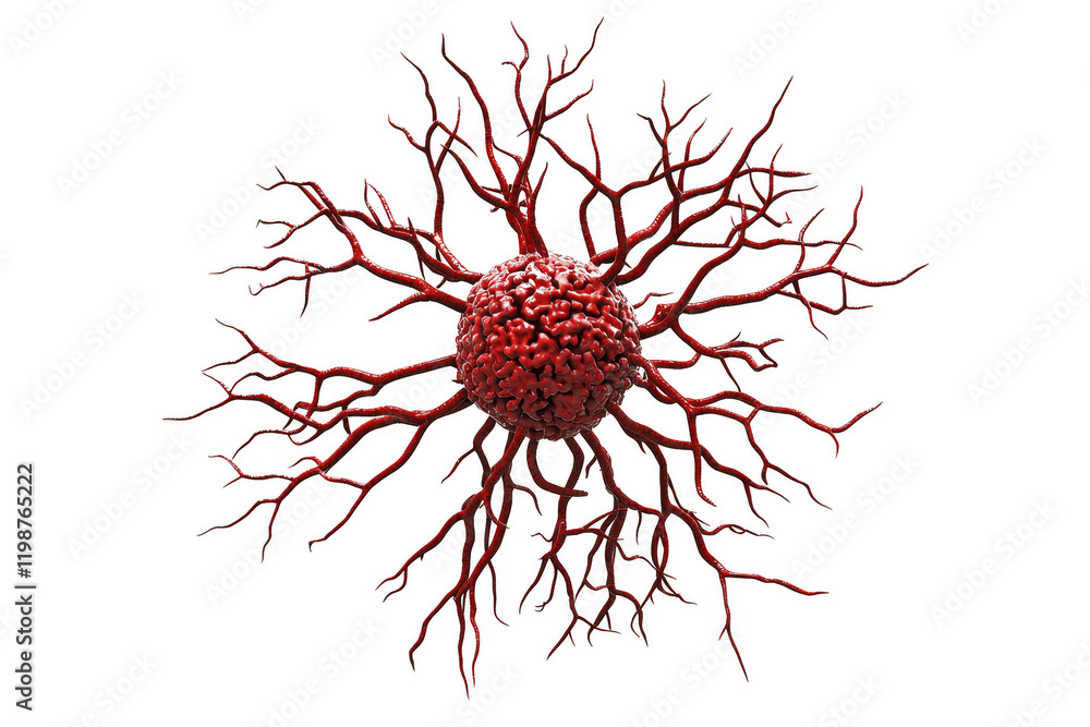 Poster abstract representation of neuron and cell connections with fractal patterns