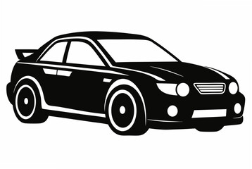 Naklejka premium Car silhouette black vector art illustration.