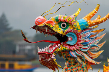 Fototapeta premium Beautiful holiday composition for happy celebrate chinese dragon boat festival, abstract vivid composition consists of fictional unreal fantastic vision on background
