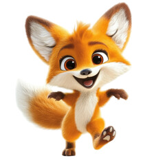 Cheerful Cartoon Fox Character Dancing Joyfully in a Bright Animated Style Environment