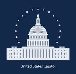 vector icon of united states capitol hill building washington dc, american congress dome symbol design. white house