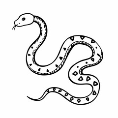 Naklejka premium Black and White Snake Illustration Vector Line Art of a Coiled Reptile
