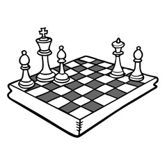 Hand Drawn Chess Pieces on Notepad Chessboard Vector Illustration