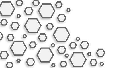 White hexagons geometric background, minimal. Honeycomb pattern with hexagon mesh. Texture bee comb grid. Flat vector illustration. Abstract Digital Blue Hexagons Business or Science Background. Tech.