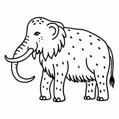 Obraz premium Black and White Mammoth Line Art Illustration for Educational Use