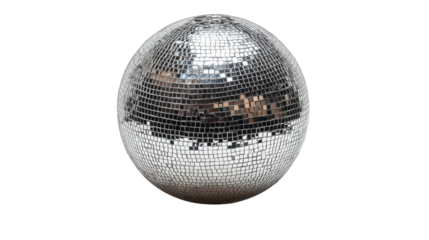 Silver Disco Mirror Ball isolated on a white transparent background
