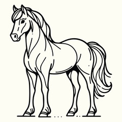 Horse Drawing Black and White Coloring Page
