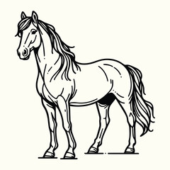 Horse Drawing Black and White Coloring Page