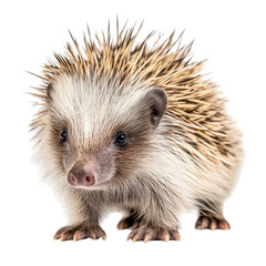 Adorable Close-Up of a Hedgehog on White Background Showcasing Its Unique Features and Charm