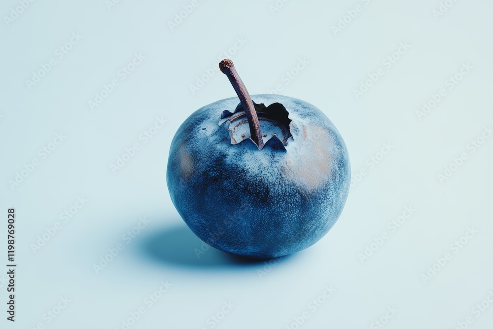 Poster a captivating blue fruit with a distinct stem sits against a soft blue background, creating a unique