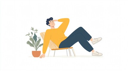 Obraz premium Chilling relaxed person sitting on a chair