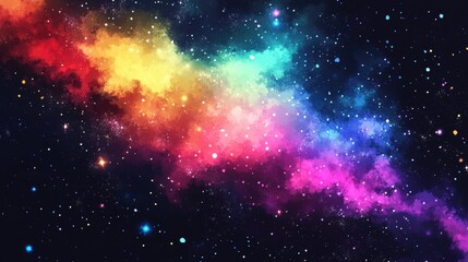 Naklejka premium Vibrant Nebula Swirls Across Cosmic Space