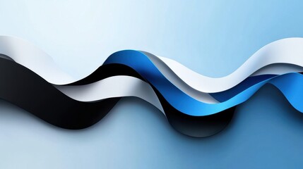 Design a 3D paper craft vector illustration featuring a ribbon with Estonia's flag colors 