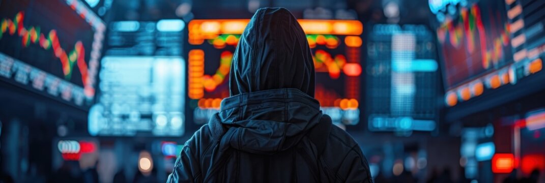 Futuristic Hacker Analyzing Stock Market Futures Contracts