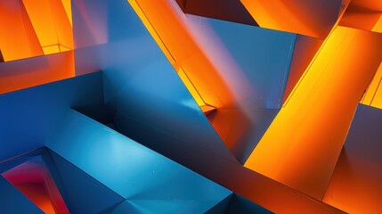 Geometric abstract background featuring orange and blue tones