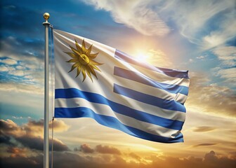 Uruguay Flag Waving, Minimalist Patriotism, National Symbol, South American Flag