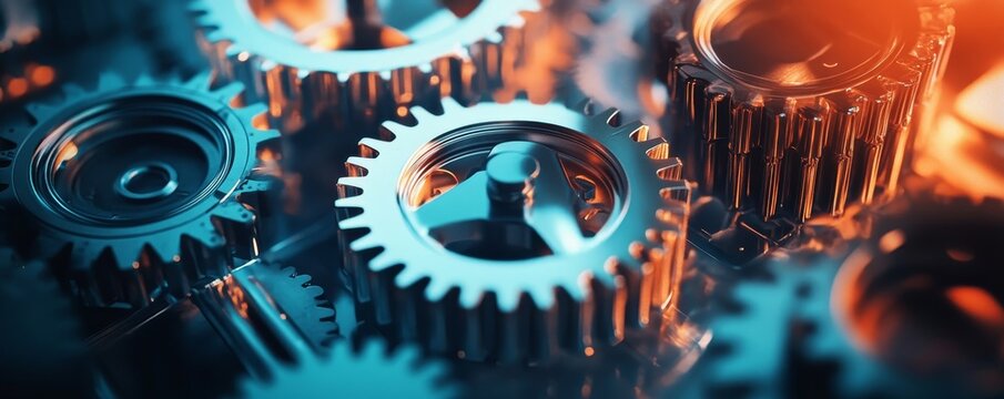 Successful business development plan. Path to success with gears from starting with vision and idea, professional achievement. Change management consultant planning  growth strategy, Generative AI