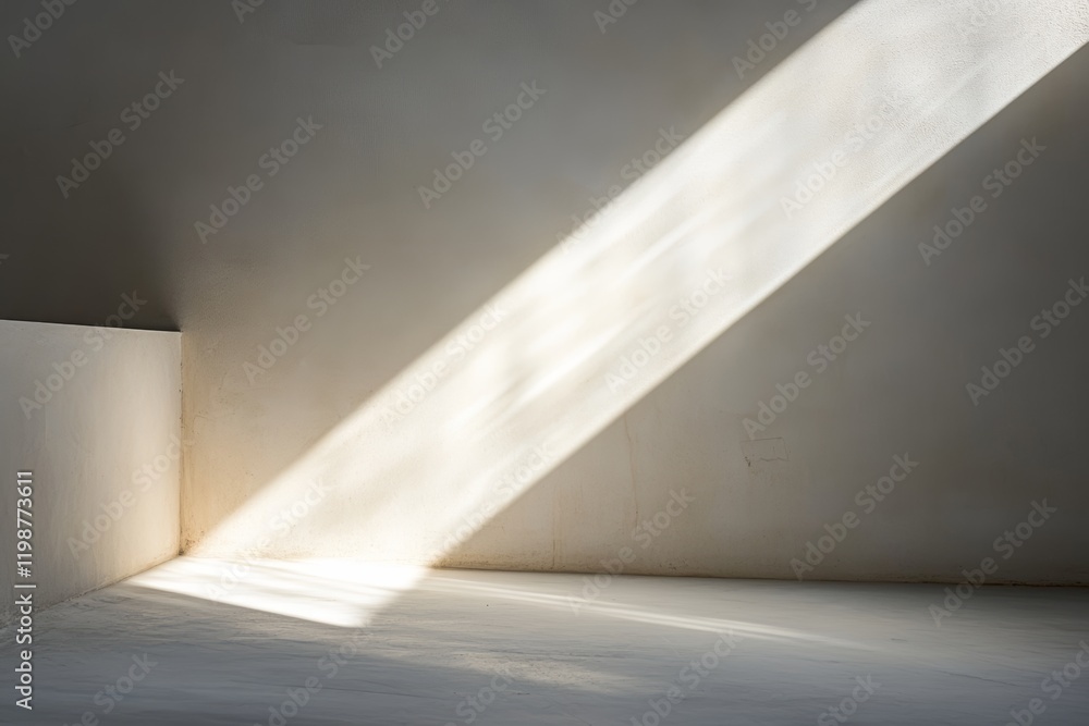 Poster a soft beam of light streams across a mild background, illuminating a spacious interior. the image c