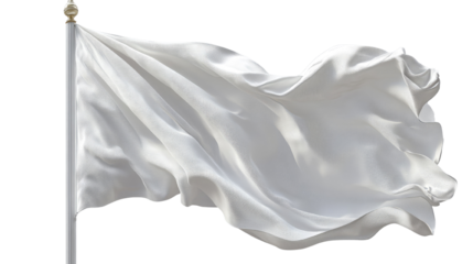 White blank flag isolated on a transparent white background 