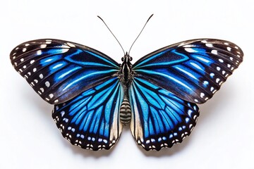 Vibrant Blue Striped Butterfly - Close-Up Product Photography