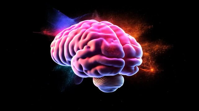Human brain explodes with splashes of colorful