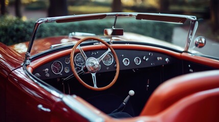Naklejka premium Classic car hire service offering beautifully restored vintage cars, perfect for weddings and special events