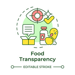 Food transparency multi color concept icon. Products safety. Industry regulation, compliance. Round shape line illustration. Abstract idea. Graphic design. Easy to use in infographic, presentation