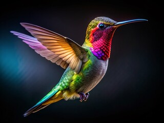 Fototapeta premium Vibrant Hummingbird in Flight, Close-Up Minimalist Wildlife Photography