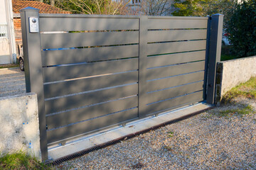 portal grey high modern design metal aluminum gate of gray door house